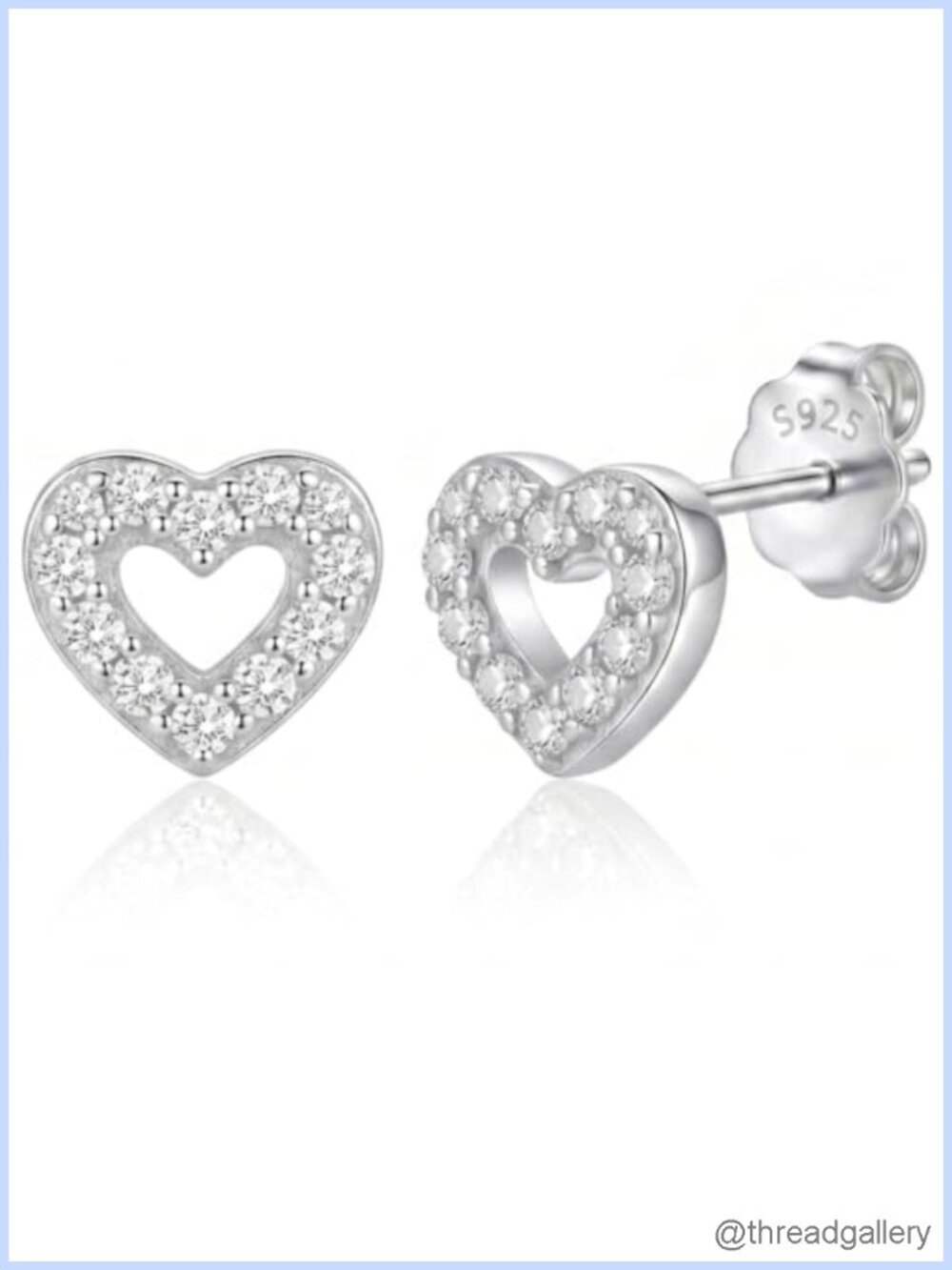 Sterling Silver Gold Plated Heart Stud Earrings CZ Hypoallergenic